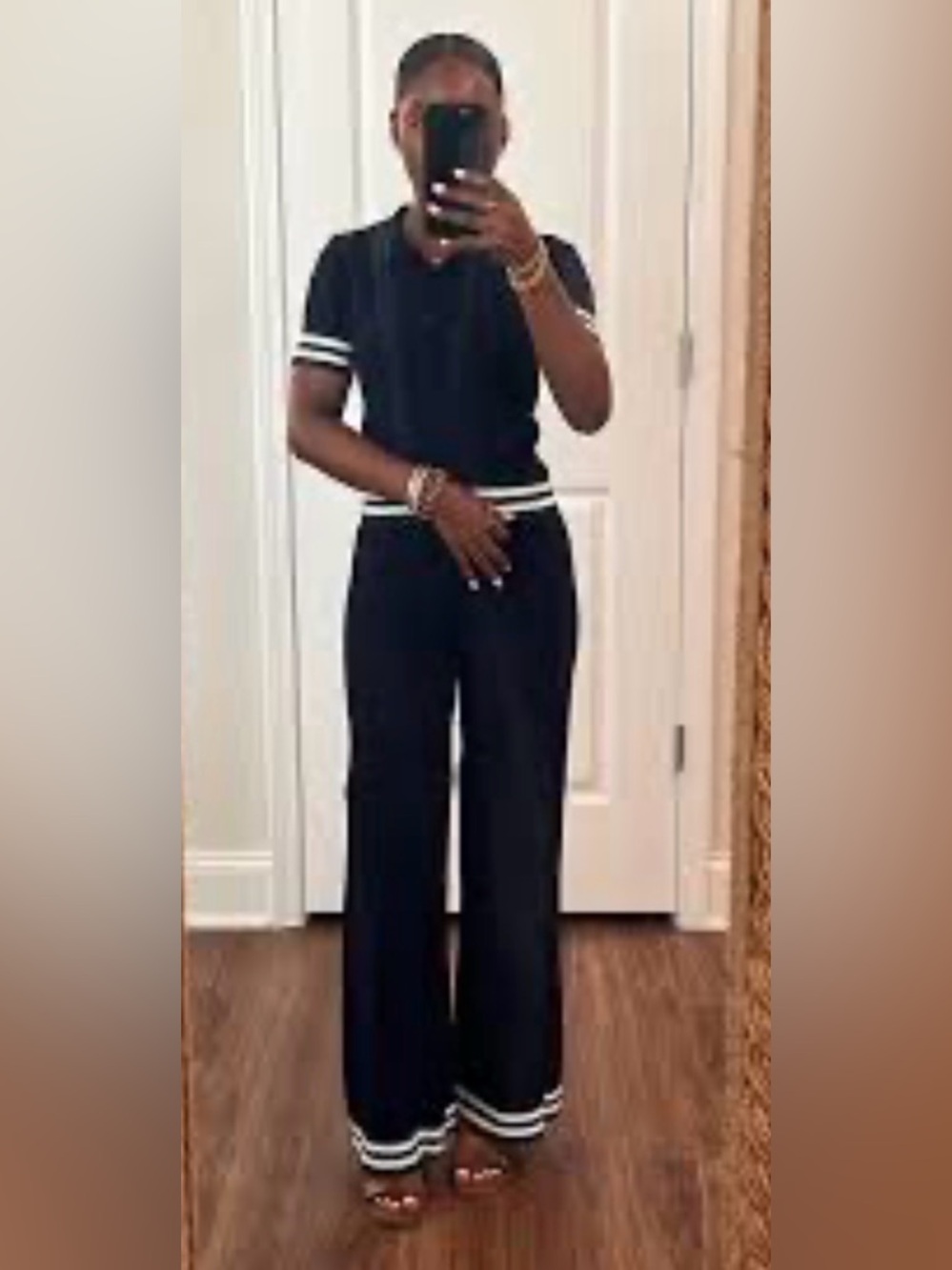 Anthropologie Navy Wide-Leg Pants and top knit set S nwt